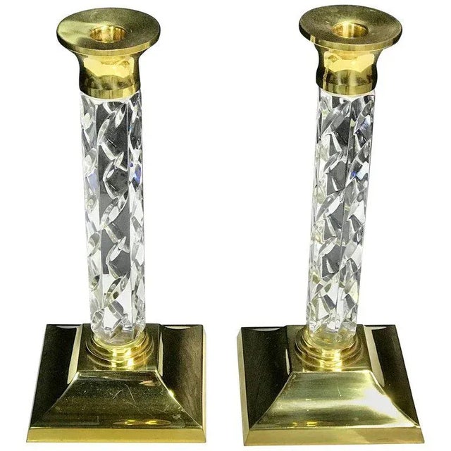MidCentury Waterford Crystal and Brass Candlesticks a Pair Chairish
