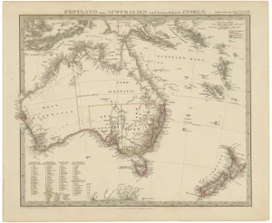 Map of Australia and New Zealand, 1857