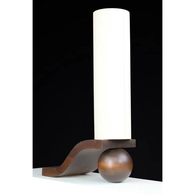 Mid-Century Czech Table Lamp in Sculpted Wood by Vladimír Nývlt, 1970s For Sale - Image 11 of 12