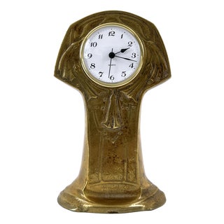 Art Nouveau Brass Mantel Clock, Germany, 1950s For Sale