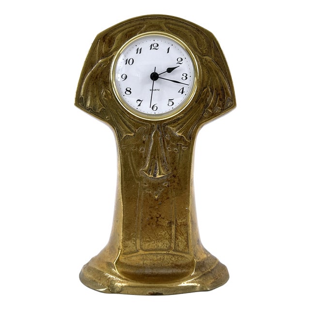 Art Nouveau Brass Mantel Clock, Germany, 1950s For Sale