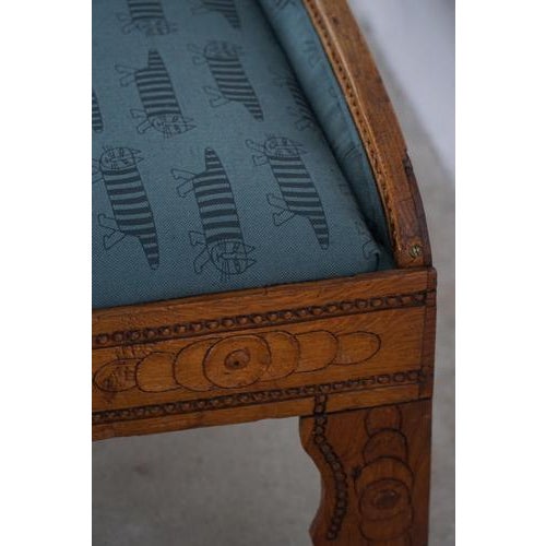 Art Nouveau Danish Chaise Lounge in Oak & Lisa Larson Mikey Upholstery, 1920s For Sale - Image 11 of 18