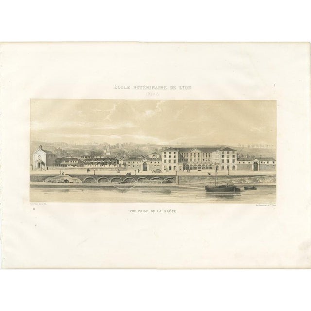 Victor Rose, Lyon Veterinary School from the Saone, 1873, Paper For Sale - Image 3 of 12