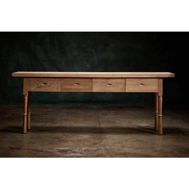 Contemporary Contemporary European Studio-Made Oak Console Table For Sale - Image 3 of 4