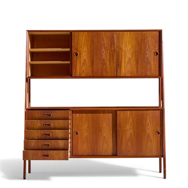 Gunni Omann for Omann Jun Model 3 Mid Century Danish Teak Credenza and Hutch For Sale In Chicago - Image 6 of 12
