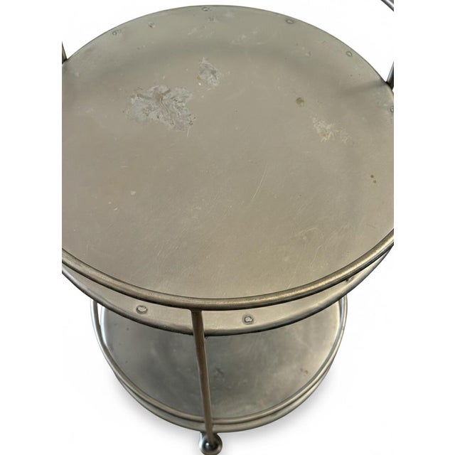 Mid-Century Modern Vintage Two-Tier Brass Tone Rolling Bar Cart | Mid Century Modern Industrial For Sale - Image 3 of 5