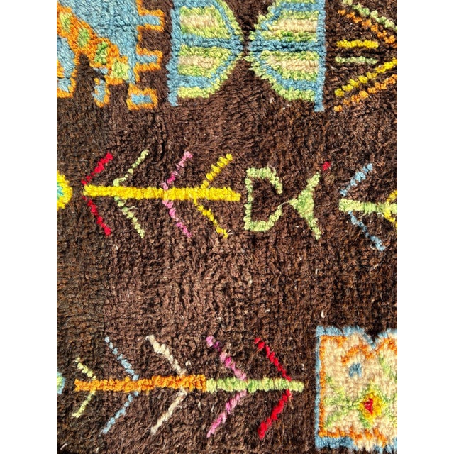 Textile Modern Traditional Moroccan Berber Brown Rug For Sale - Image 7 of 8