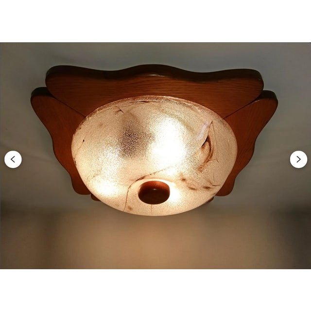 Vintage Flush Mount in Golden Oak from Barovier & Toso, 1980s For Sale - Image 6 of 12