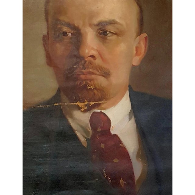 Original Lenin Oil Painting, Socialist Realism Soviet Art 129-95 For Sale - Image 4 of 6