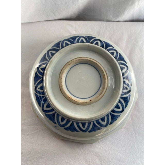 Large 19th Century Japanese Imari Octagonal Bowl With Karashishi & Landscape Panels For Sale - Image 16 of 18