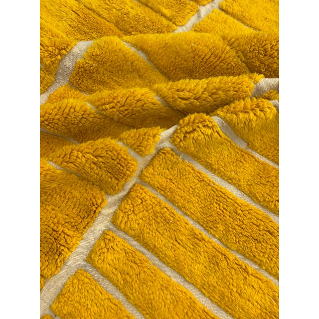 Yellow Vintage Hand-Knotted Moroccan Mrirt Rug, 2010s For Sale - Image 8 of 11