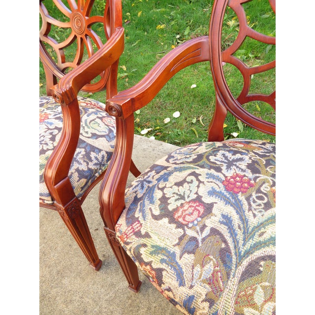 Hickory Chair Furniture Company Vintage Hickory Chair Co Mahogany Spider Back Captain's Side Chair Pair For Sale - Image 4 of 16