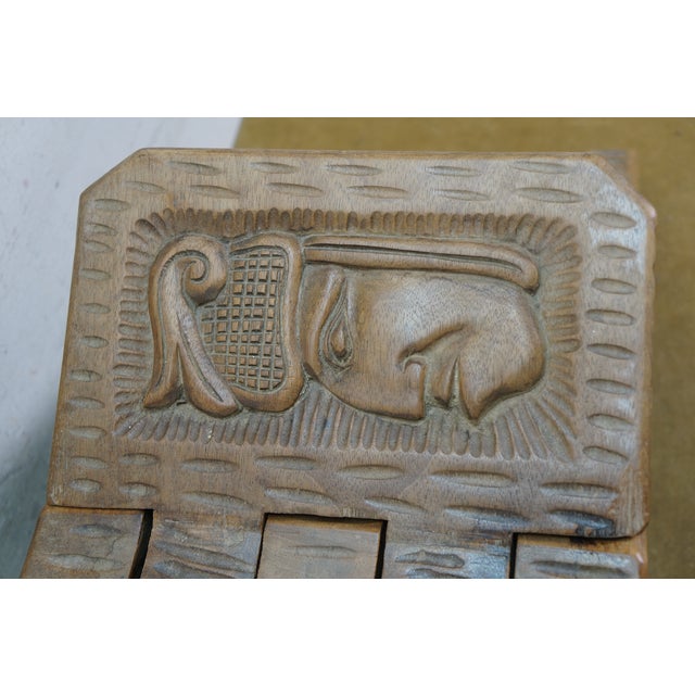 Mid 20th Century South American Honduras Carved Teak Folding Stool Seat Chair Mayan Aztec For Sale - Image 14 of 15