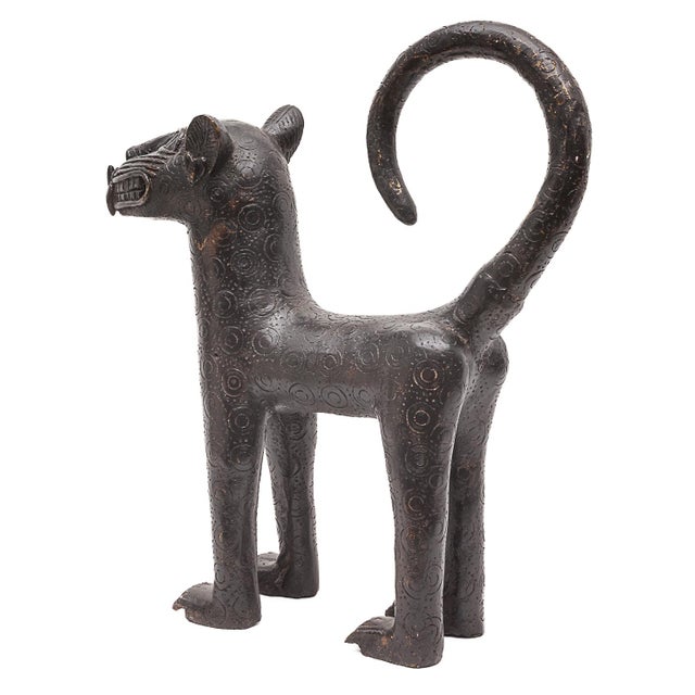 Benin Artist, Pair of Royal Leopards, 1800s, Bronze For Sale - Image 6 of 13