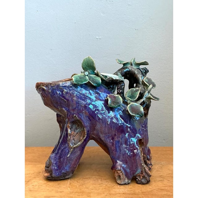 Vintage Shiwan Pottery Faux Bois Cache Pot For Sale - Image 12 of 12
