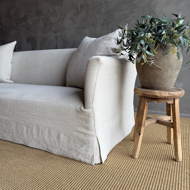 Olivier Belgian Style Slip Covered Sofa in 100% Linen For Sale - Image 10 of 12