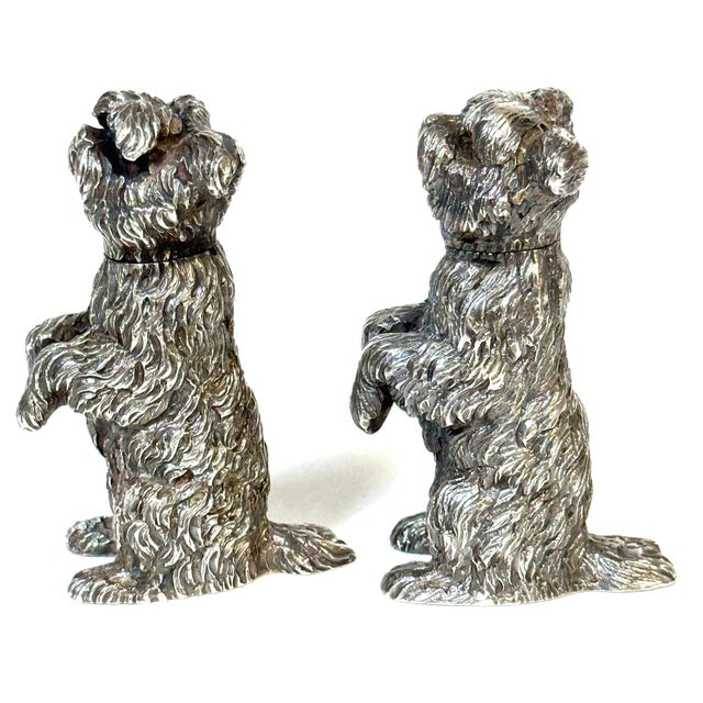 Pair Edwardian Sterling Terrier Salt & Pepper London, Jonathan Howell, 1906/1913 For Sale - Image 13 of 18