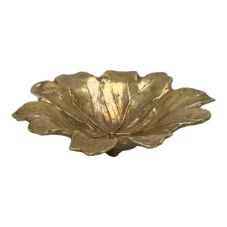 Vintage 1960s Brass Leaf Shaped Bowl For Sale