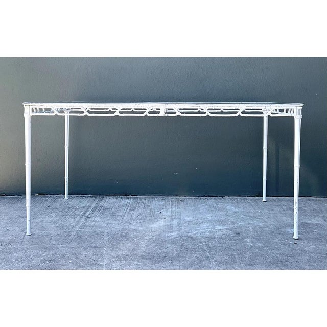 Mid-Century Modern Vintage Brown Jordan “Calcutta” Metal Patio Dining Table With Glass Top For Sale - Image 3 of 12