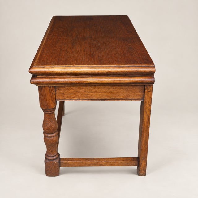 1940s Circa 1940s English Jacobean Revival Oak Child’s Desk / Side Table by Castle Furniture For Sale - Image 5 of 11