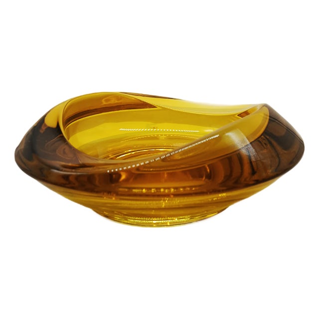 Vintage Golden Yellow Ashtray in Murano Glass, 1960s For Sale