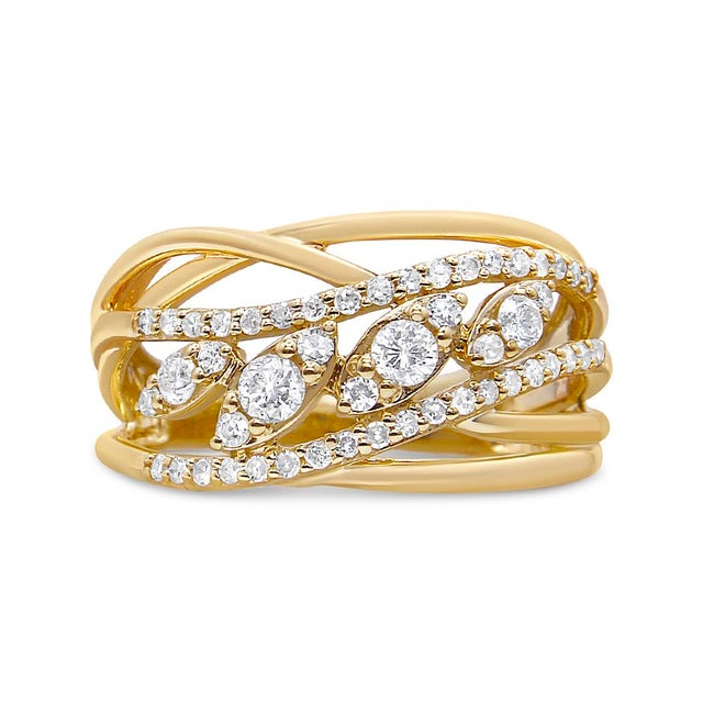 Bold and eye-catching, you will love how this 10k yellow gold cocktail ring shines on your finger. Crafted with an...