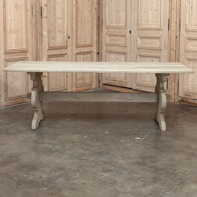 Mid 20th Century Rustic Country French Solid Stripped Oak Dining Table For Sale - Image 5 of 18