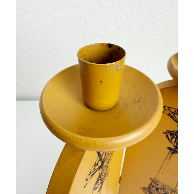 Mustard 1950s Fornasetti Style Folding Candle Holder For Sale - Image 8 of 13