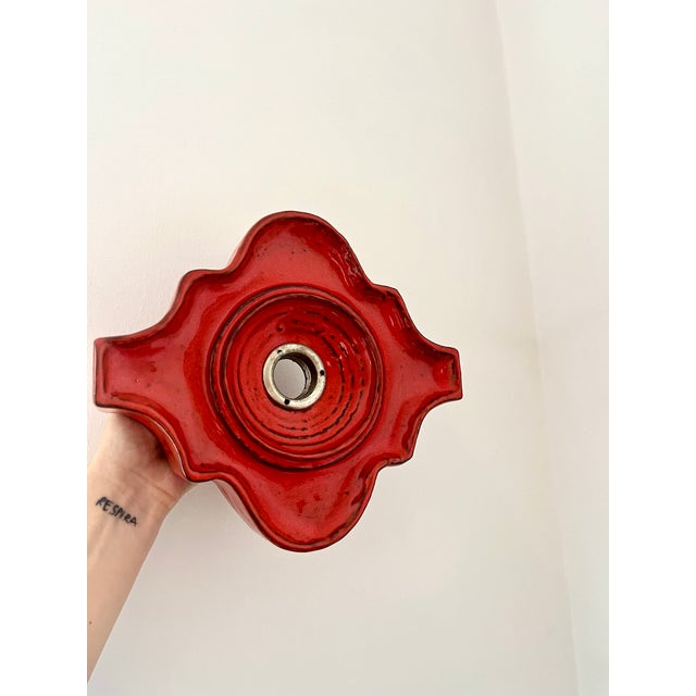 1970s Vintage Fat Lava Red Ceramic Wall Lamp from Hustadt Leuchten, Germany, 1970s For Sale - Image 5 of 10