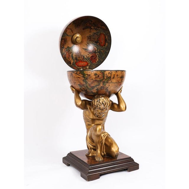Vintage Atlas Holding the Globe Cocktail Cabinet, 1960s For Sale - Image 6 of 18