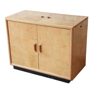 Milo Baughman Style Burled Olivewood Bar Cart by Henredon For Sale
