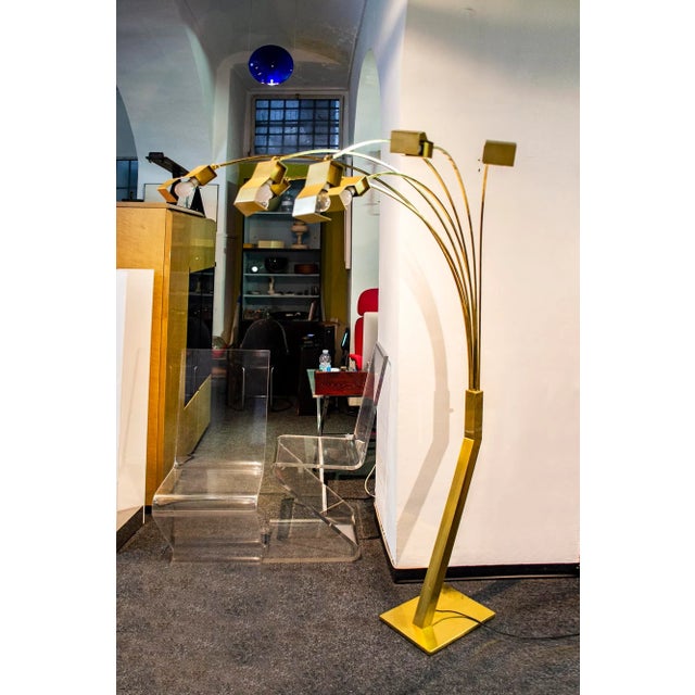 Brass 7-Light Floor Lamp, Italy, 1970s For Sale - Image 10 of 10