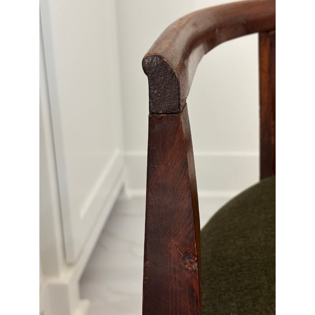 Petite Scale Mid-Century Italian Walnut Horseshoe Rail Back Armchairs - A Pair For Sale - Image 12 of 18