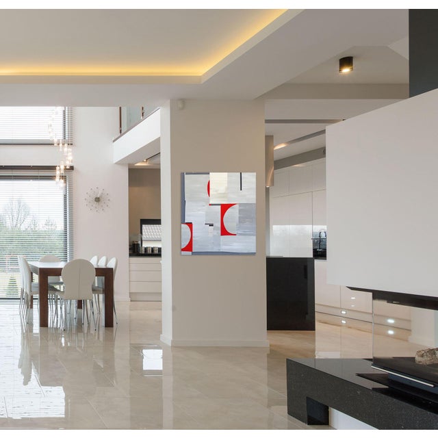 Red Abstract "Red Eclipse" Original Artwork by Heny Steinberg For Sale - Image 8 of 9