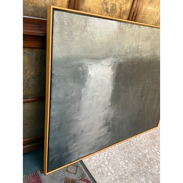 Piotr Strelnik Figurative Muted Blue Landscape Painting, Signed For Sale - Image 10 of 12