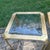 Pair useful mid century brass framed glass top tables