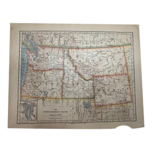 1883 Antique Northwestern States Map