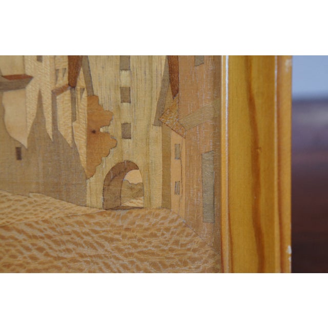 2 Schild Intarsia German Wood Inlay Marquetry Cityscapes Street Scenes 11" For Sale - Image 9 of 12