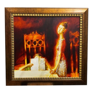Aleksandr Poklad "Mother and Son — Reading" Original Oil Painting – Framed, 2004 For Sale