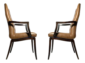 Vintage High Back Arm Chairs Attributed to Edward Wormley for Dunbar - a Pair