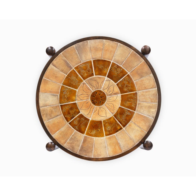 Mid 20th Century Vintage Mid Century French Ceramic "Zodiac" Tile Coffee Table by Roger Capron For Sale - Image 5 of 8