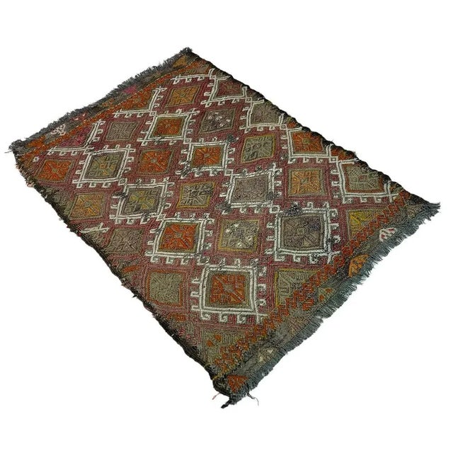 Textile Small Anatolian Turkish Kilim Rug For Sale - Image 7 of 11
