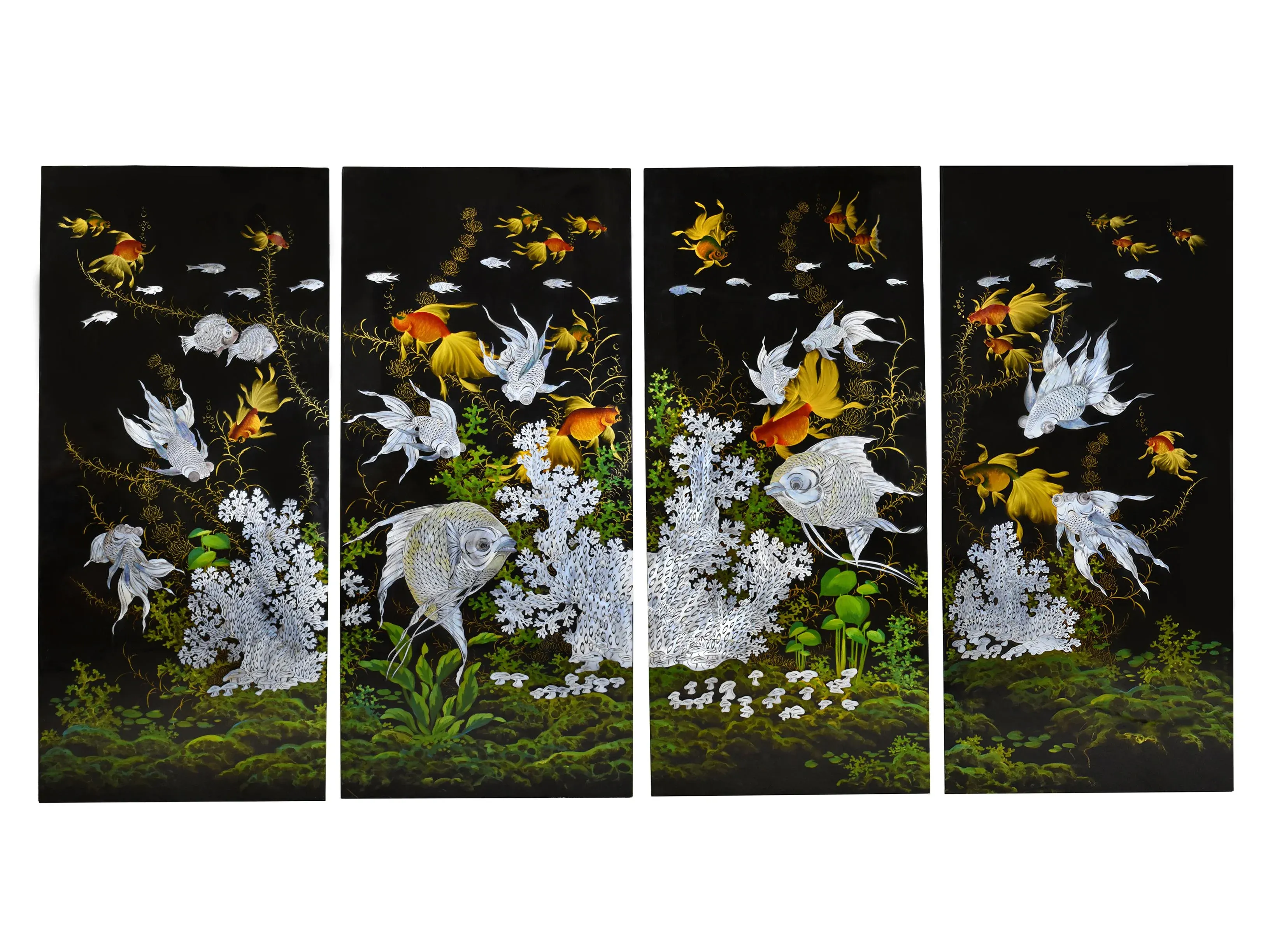 black lacquer box mop inlay koi fish Jewelry with Mother-of-Pearl Mother Of Pearl Inlay Koi