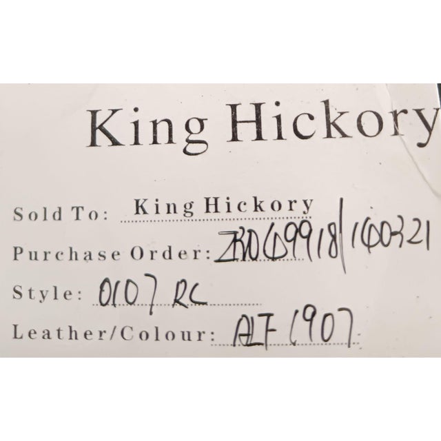 American-Made Luxury Ricardo Leather/Fabric Chair and Ottoman Set by King Hickory. For Sale In Raleigh - Image 6 of 12