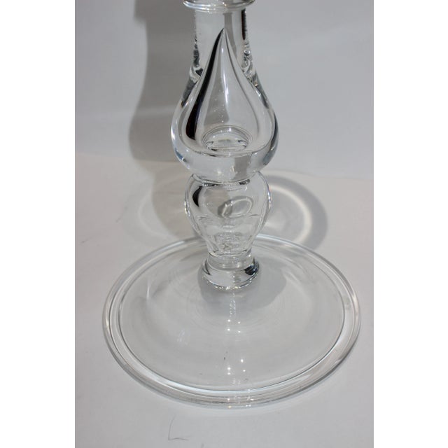 Steuben Glass Crystal Double Tear Drop Balustrade 19.5" Candle Holder Steuben Homage Signed by Artisan For Sale - Image 4 of 13
