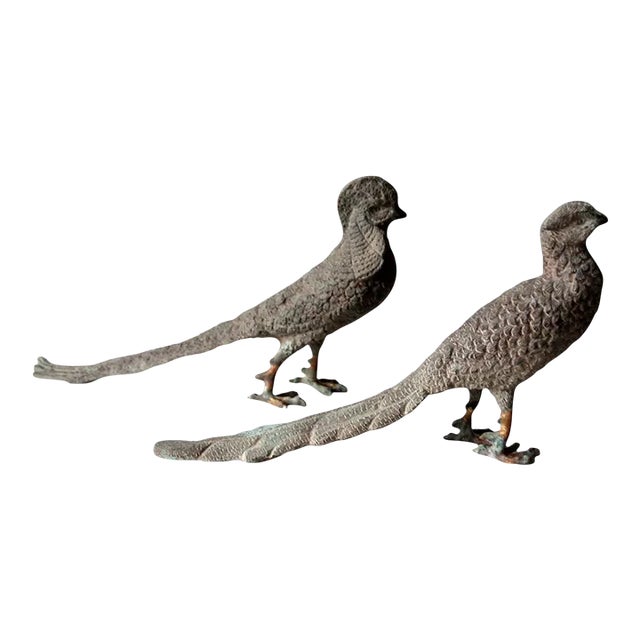 Mid-Century Pheasant Figurines Pair For Sale