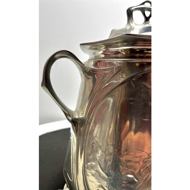 Silver Art Nouveau Pewter Punch Bowl in the style of WMF, 1950s For Sale - Image 8 of 10