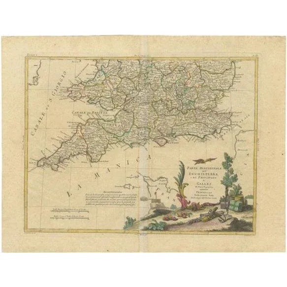 Late 18th Century Antique Map of Southern England and Wales by Zatta, 1784 For Sale - Image 5 of 5