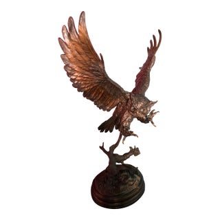 Late 20th Century Owl, Finest Us Lost Wax Bronze Statue Signed Jules Moigniez ~ Large For Sale