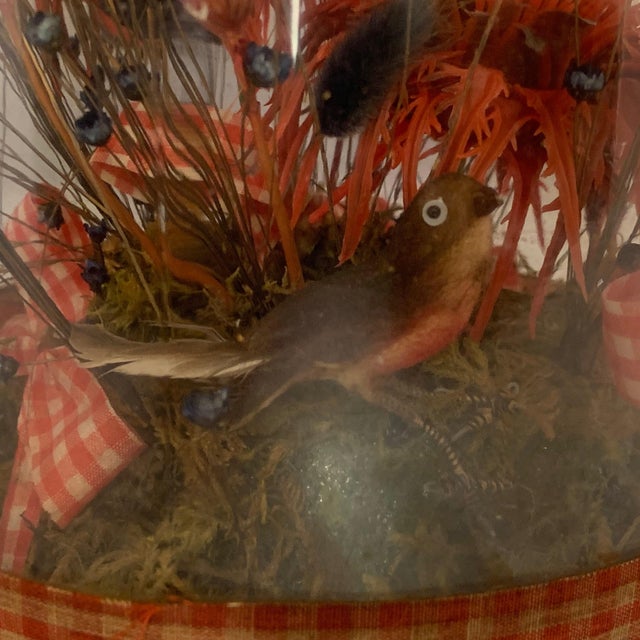 Folk Art floral bird scene in one gallon jug for your consideration. The jug measures approx. 12 inches tall and approx. 6...